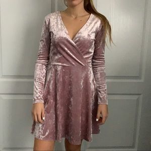 Womens velvet pink dress